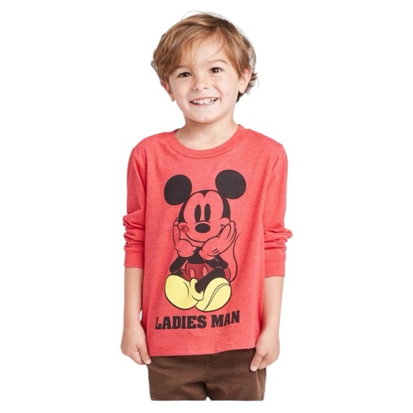 Disney Mickey Mouse 2T Toddler Long Sleeve T-Shirt - Red Ladies Man - Picture 1 of 4